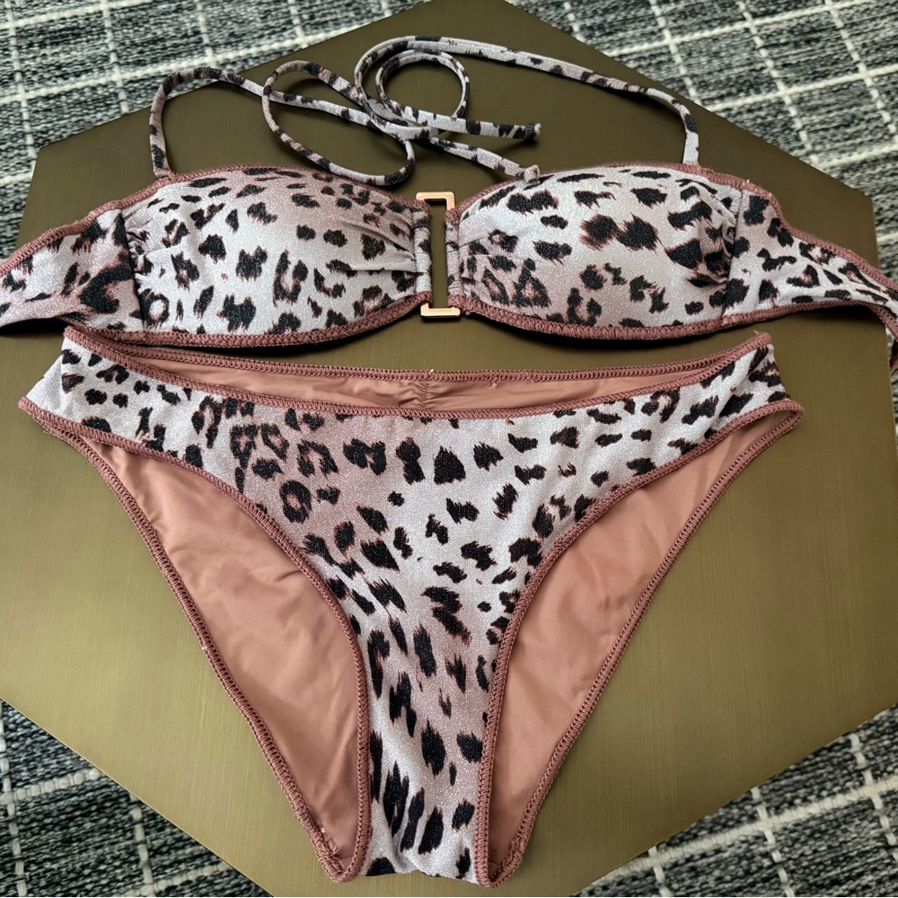 BECCA Animal Print Bikini in Black and Brown